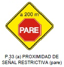 Proximidad de señal restrictiva (pare)
