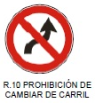 Prohibición de cambiar de carril